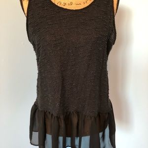 Tapestry Tank with Sheer Ruffle